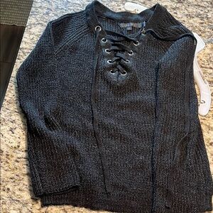 Black Lace-Up Sweater
